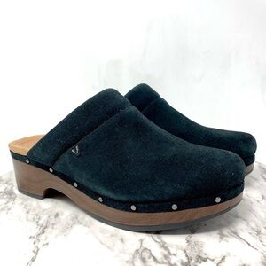 Vionic Kacie Black Suede Studded Chunky Platform Mule Clogs 9 Bohemian Classic